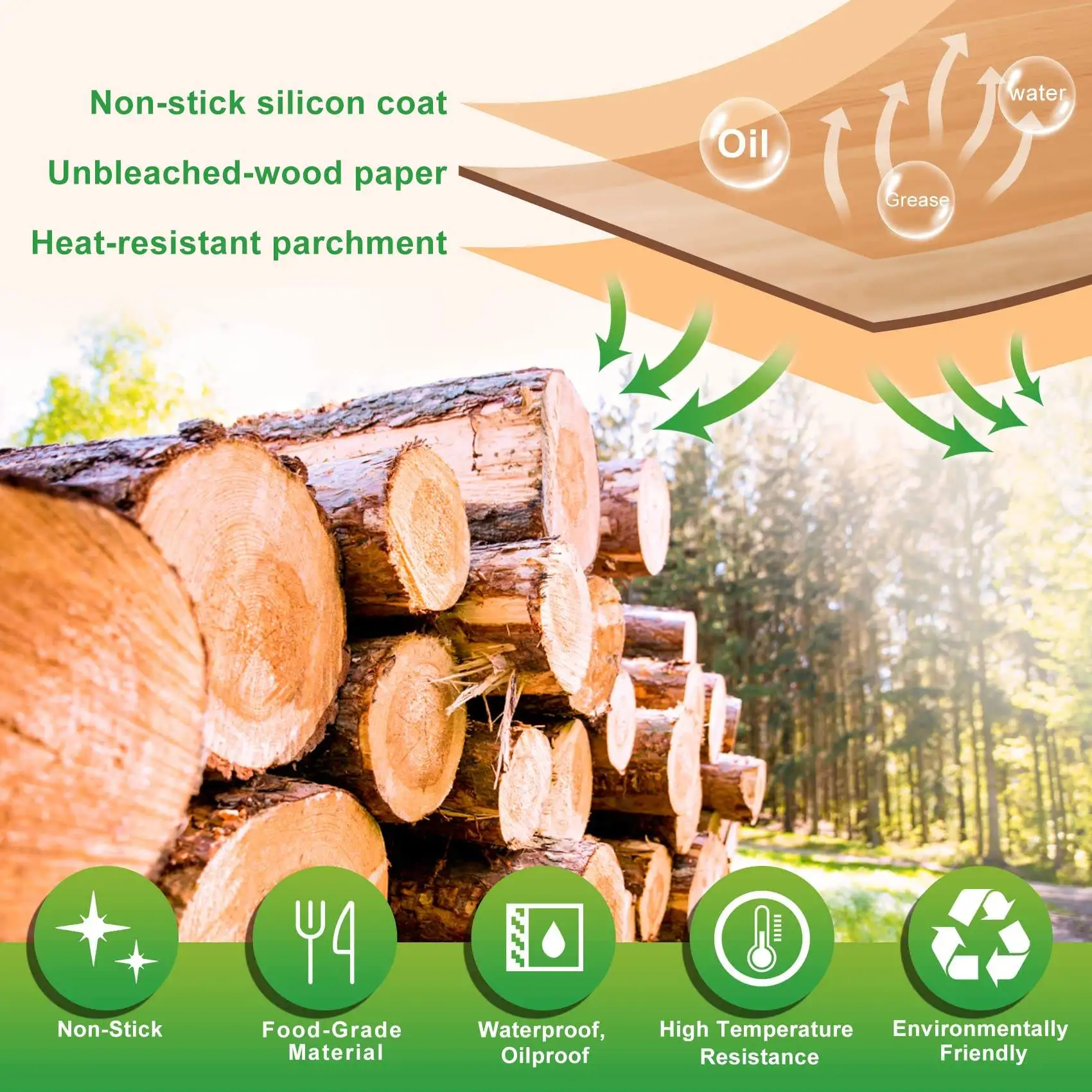 Hot Sale High Quality Square Disposable Parchment Paper Air Fryer Liner Non-stick Oven Baking Paper Air Fryer Liners