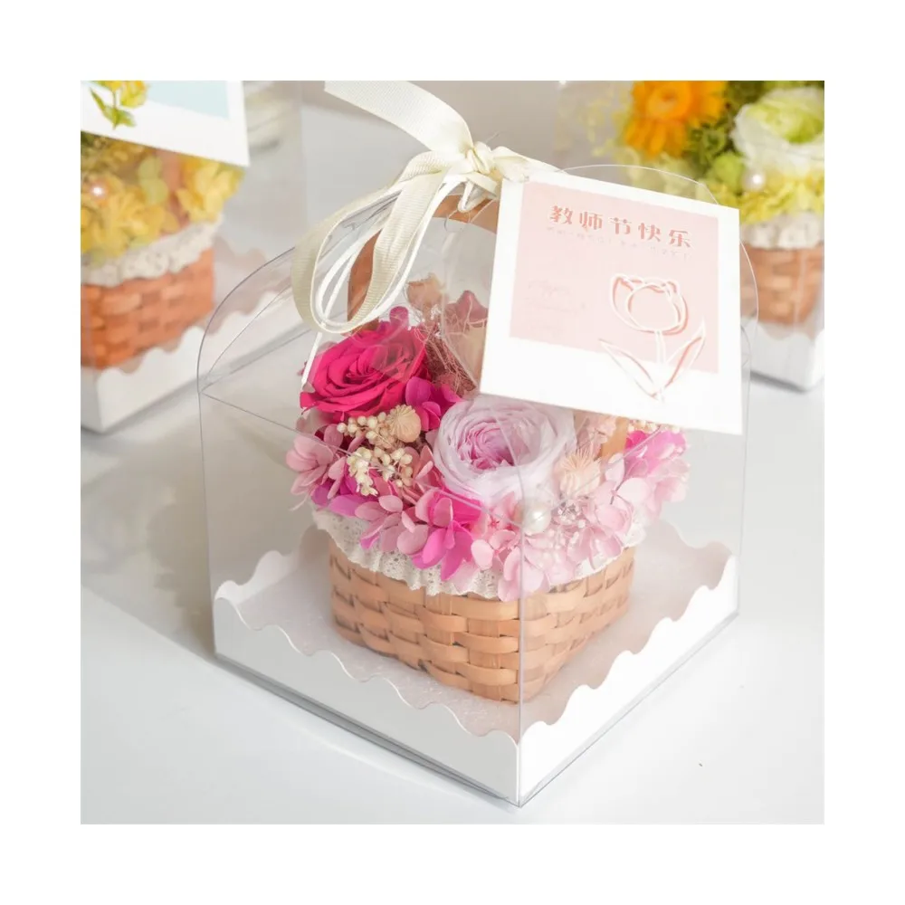 E- Luxury Small flower basket Eternal Gerbera rose flower arrangement preservwd flowers living room table decoration