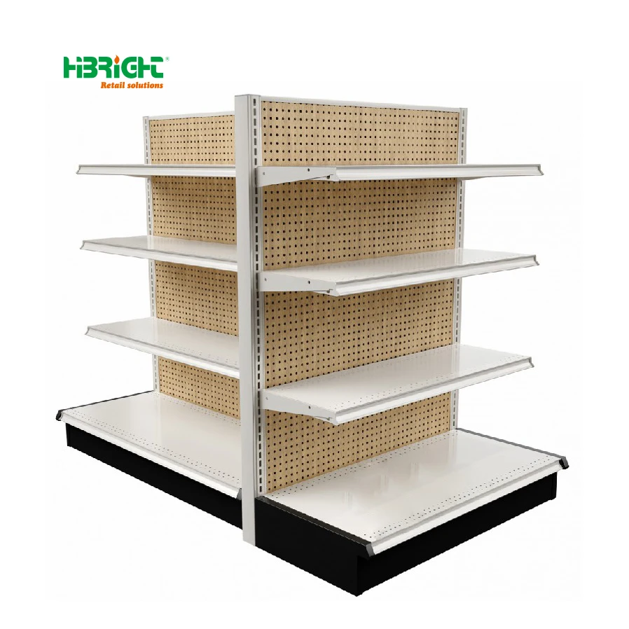 Highbright Double-Sided Heavy Duty Metal Display Rack White Commercial Supermarket Shelf Grocery Store Asian Market Storage