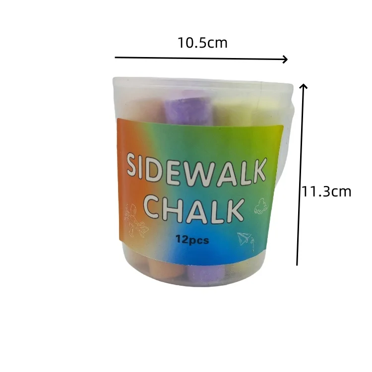 Customised Washable Sidewalk chalk pack in Storage Bucket 12pcs Colorful Outdoor Chalk Bag Large for school chalk packing box