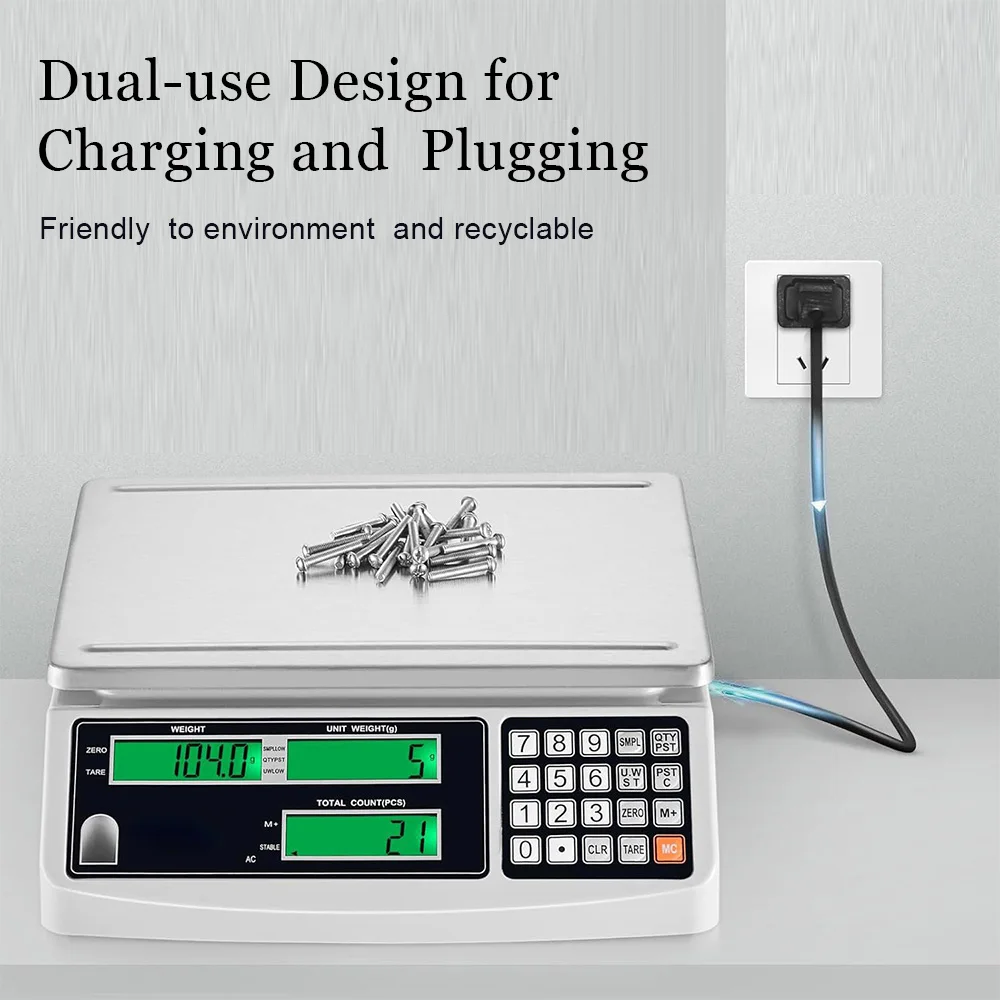 CX-ACS30 30kg Digital Industrial Counting Scale, 1g Precision, g/kg/lb, 3 LCDs for Parts, Coins, Jewelry & Kitchen Inventory
