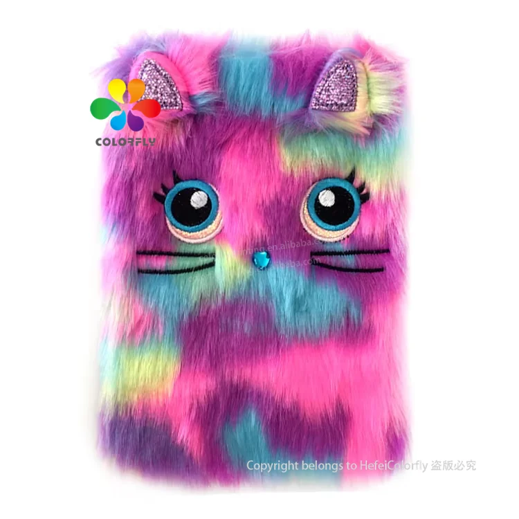 Promotional Children Girl Birthday Gift Set Beautiful Cute Plush Cover Unicorn School Hardcover Notebook