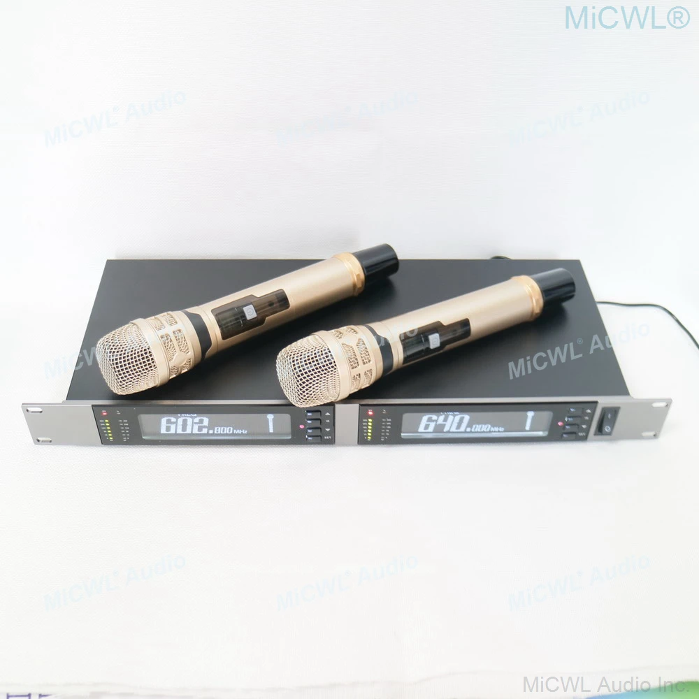 Профессиональная беспроводная ручная микрофонная система MiCWL EM7000 2 Golden KSM8 для сценической студийной аудиопроизводительности 500 м