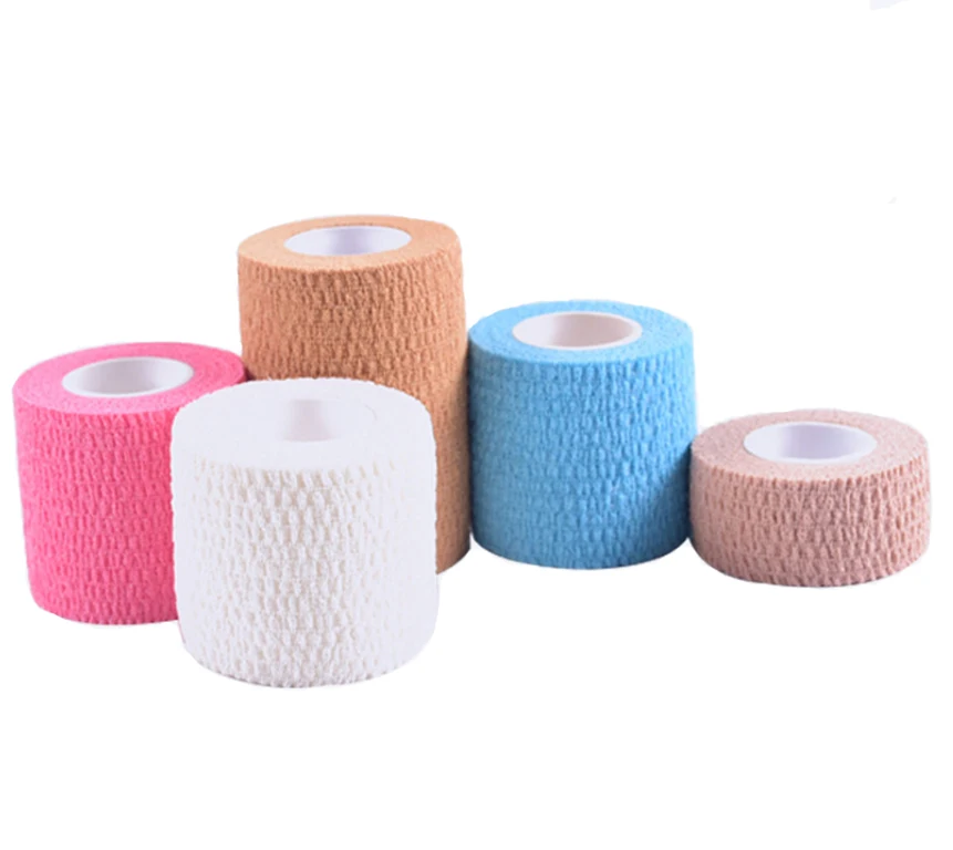 Custom logo medical single use 2.5x4.5m cotton colorful self-adhesive cohesive crepe bandage for animals and pets