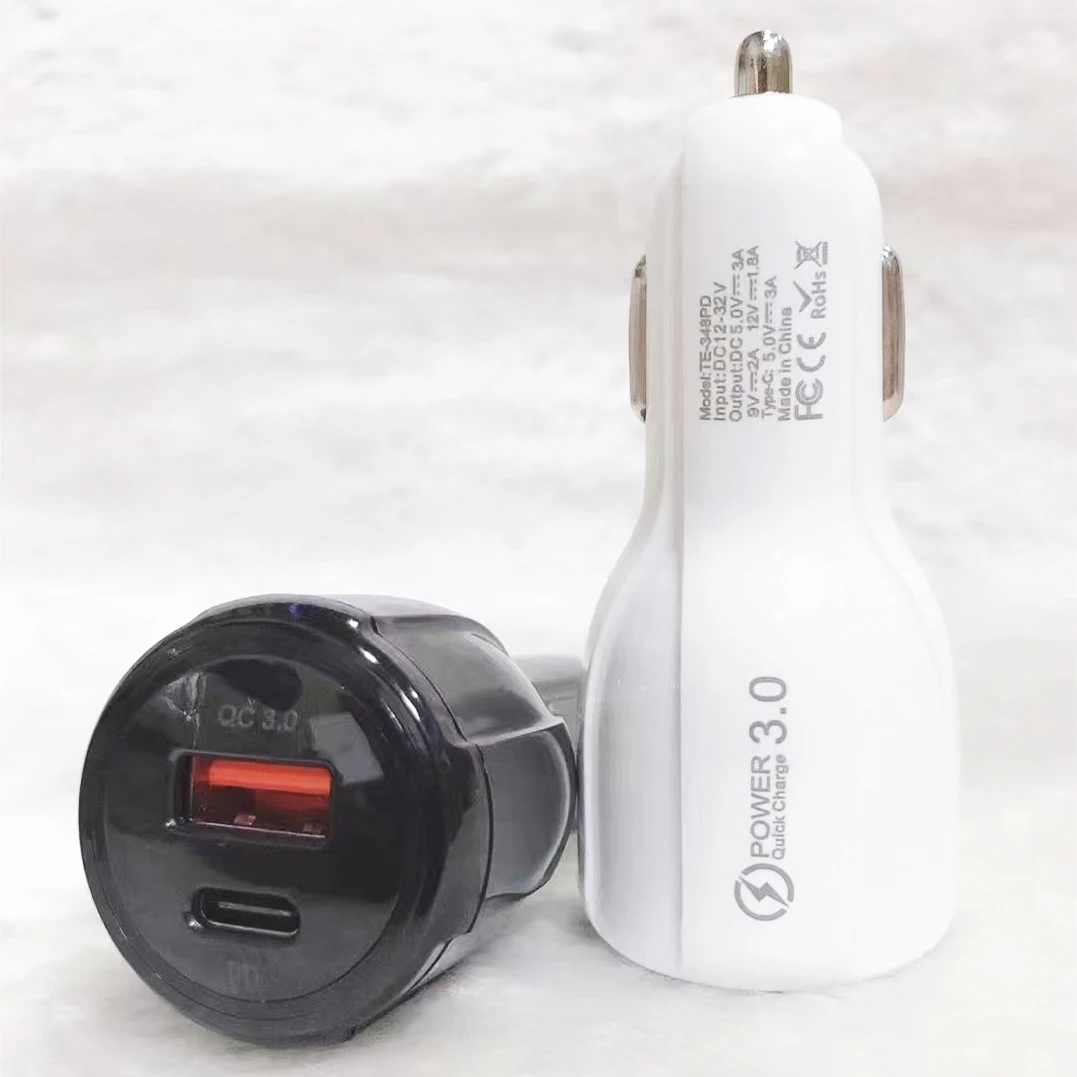 Worldwide Custom Logo Box Package 2 in 1 Quick Charge Home Travel Wall Dual Usb Type C PD Car Charger