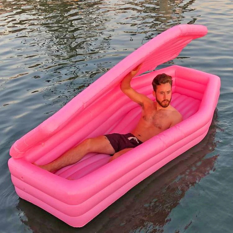 2019 custom promotional gifts inflatable coffin pool float for holiday