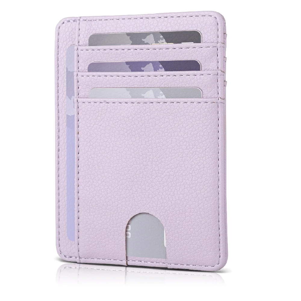 Wholesale PU Leather Card Holder Wallet Credit Cards Solid Color Slim Tiny Purse For Women Men 2-6 Slots Accept Custom Logo