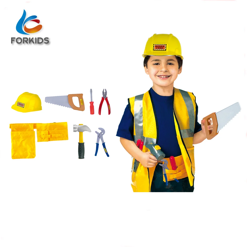 8 шт. Делюкс Детский строительный работник ролевая игра униформа игрушечный костюм с пластиковыми