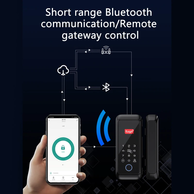 YOUHE C2 User Fingerprint 100PCS Tuya WIFI App High Security Fully Automatic Glass Door Lock Smart Door Lock Phone Basic Cloud