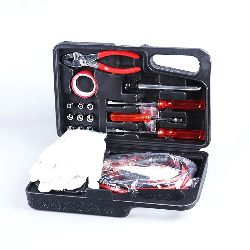29 pcs car emergency tools kit set with car battery wire