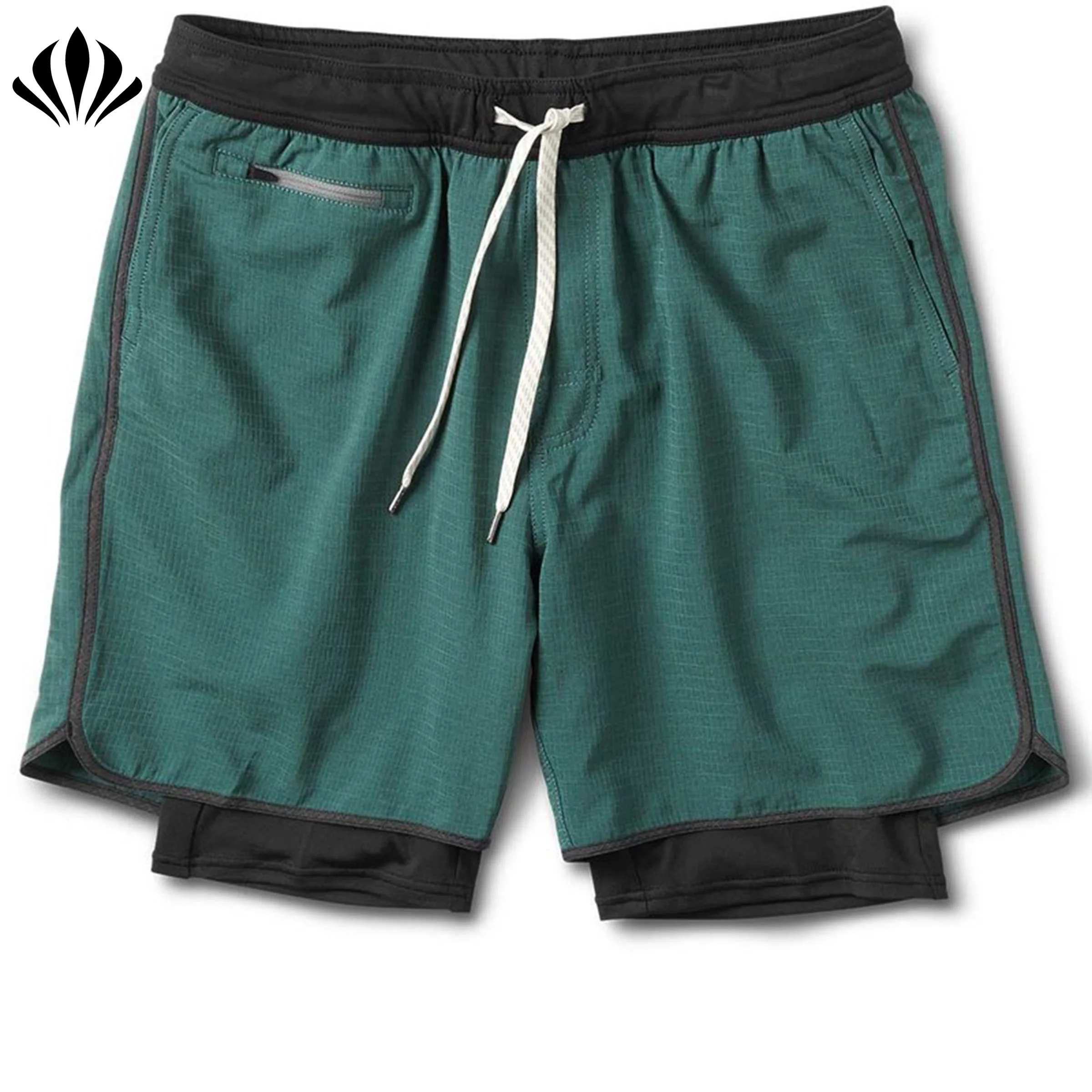 Wholesale mens casual sports wear mens  double layer training yoga running stockton camo shorts