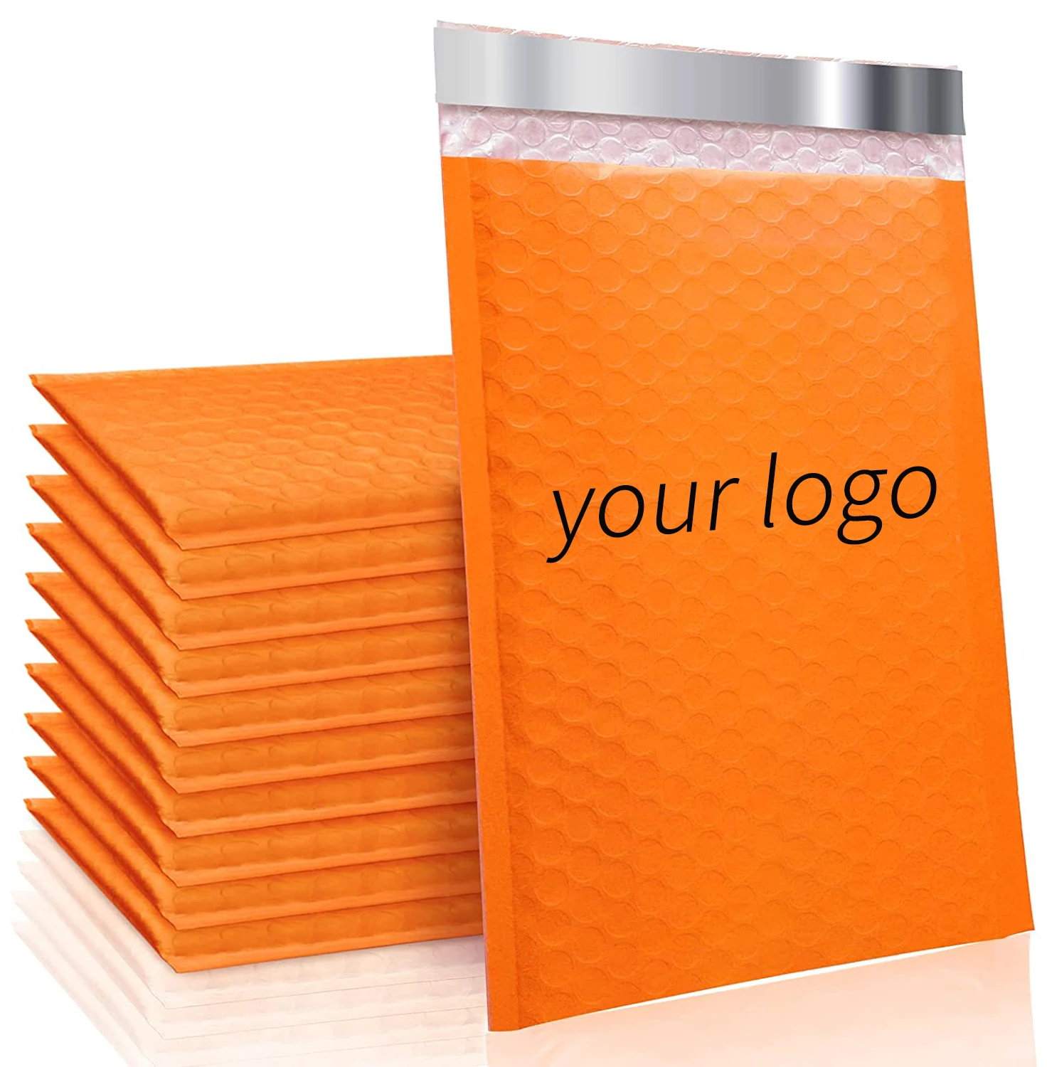 Custom 4X8 6X10 PolyMailer Bubble Bag Padded Shipping Envelope Coffee Silver Rose Gold Matte Metallic Bubble Mailers With Logo