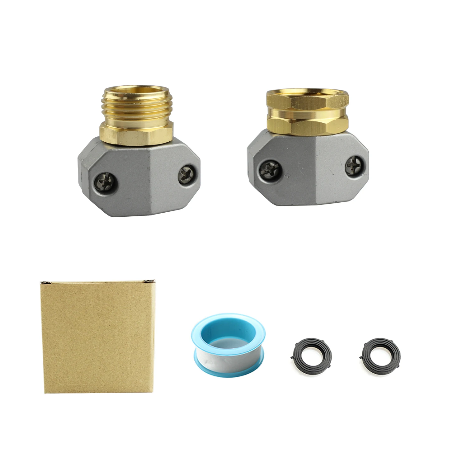 Garden Hose Repair Kit 3/4 Male and Female Solid Aluminum Alloy Mender Tap Connectors