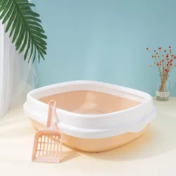 Amazon Hot Selling Semi Hidden Customized Large Square Cat Litter Box Toilet Box Trays Free Cat Litter Spoon