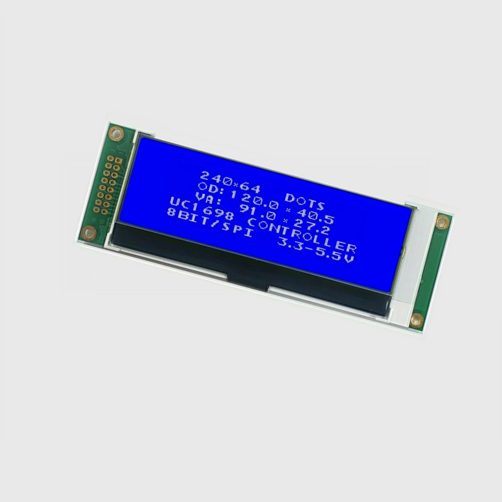 3 days lead time 240x64 lcd module with led backlit stn blue lcd module 24064 lcm 240*64 industrial instrument display screen