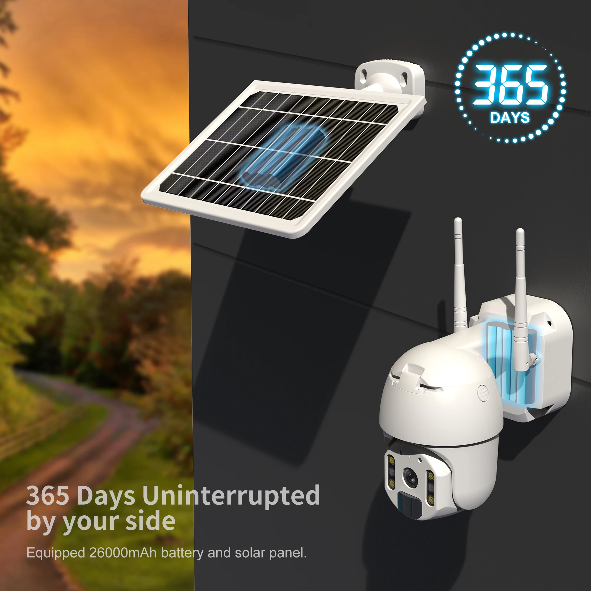 Wifi Solar Powered Outdoor Security Waterproof 1080P HD Video Surveillance Solar battery powered PTZ 4G solar Camera