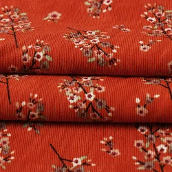 New Fashion Soft Fleece, Polyester Raw Material Stretch Stripe Design Floral Printed 21W Corduroy Velvet Fabric For Sewing Dress