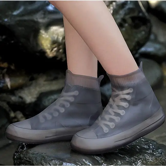 Unisex Silicone TPE Rain Boots Covers Non-Slip Washable Protection Waterproof Shoe Covers for Women Ladies Men