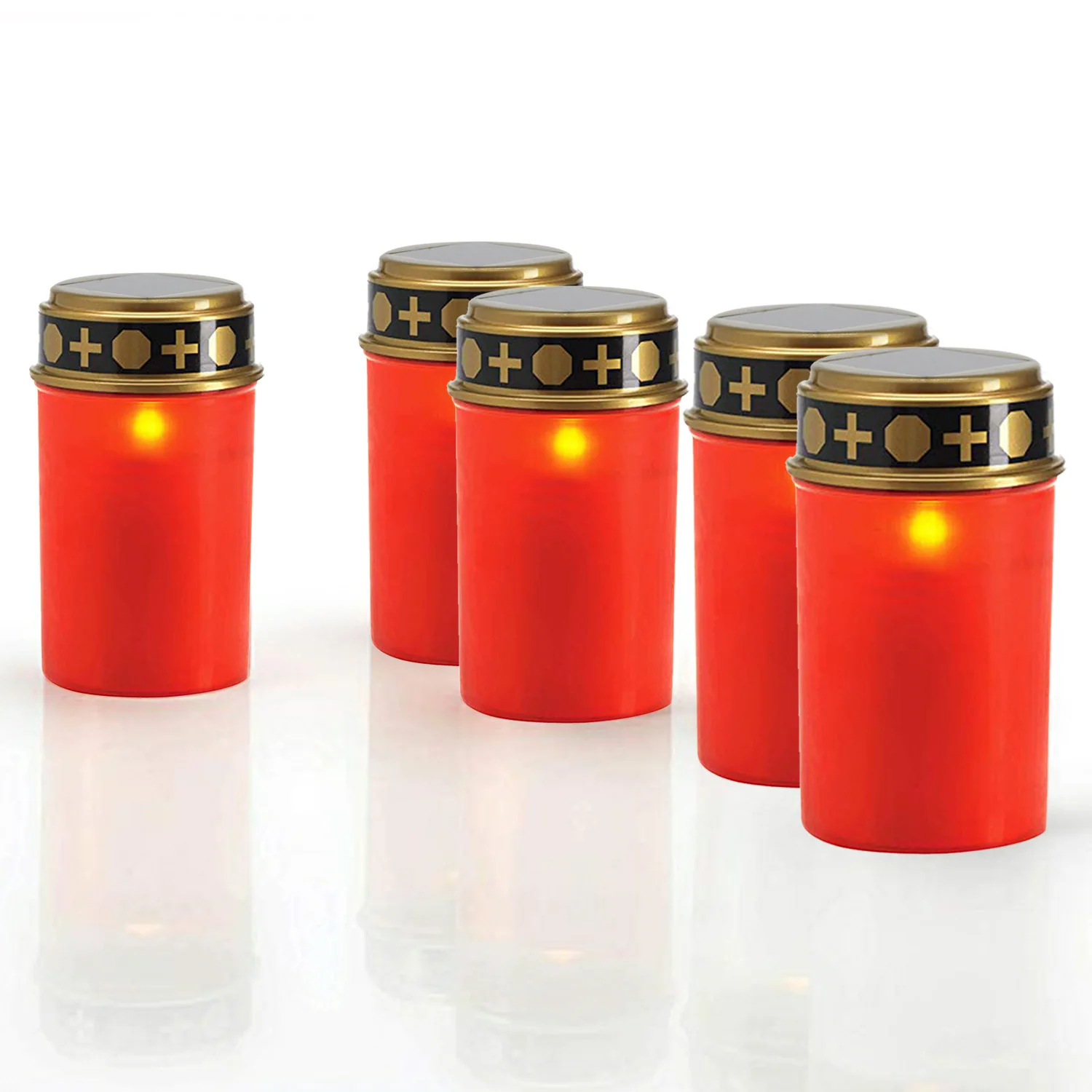Outdoor Water Proof Electronic Memorial Candle Solar Power Supply LED Grave Candles Light to Place in The Cemetery Commemorating