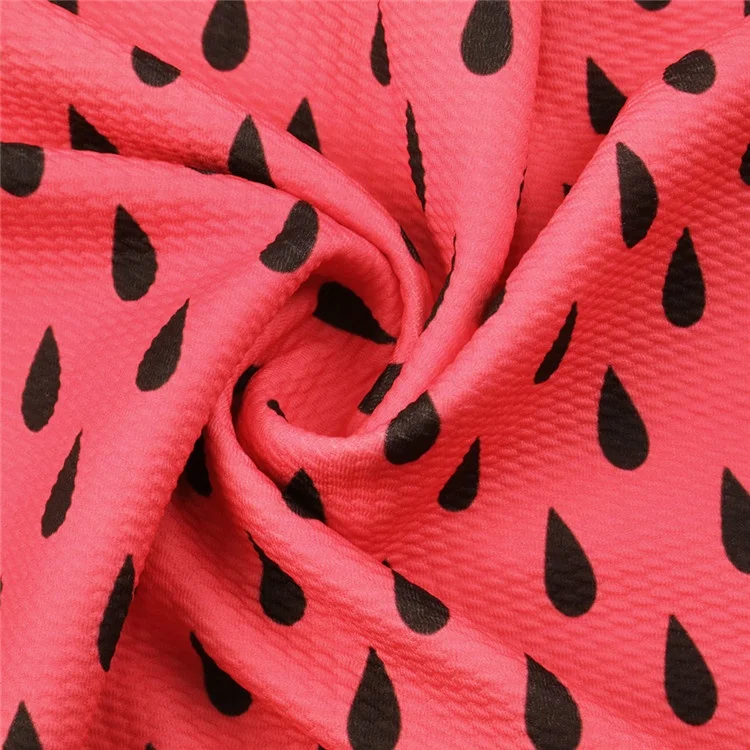 
1/2 Yard Watermelon Printed Bullet Textured Liverpool Knit Stretch Fabric For Baby Headband 13832 