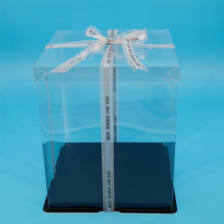 Easy to Assemble Clear Lid with Thick Cardboard Flat Shipping Cake Box 10 inch For Party Cakes Flowers BOITE DE GATEAU