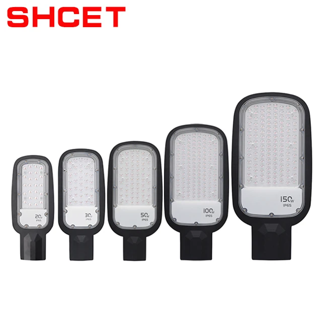 led outdoor street light SMD slim with PC lens 30W 50W 100W 150W 200W all wattage ip65 fittings new type smart for road lighting