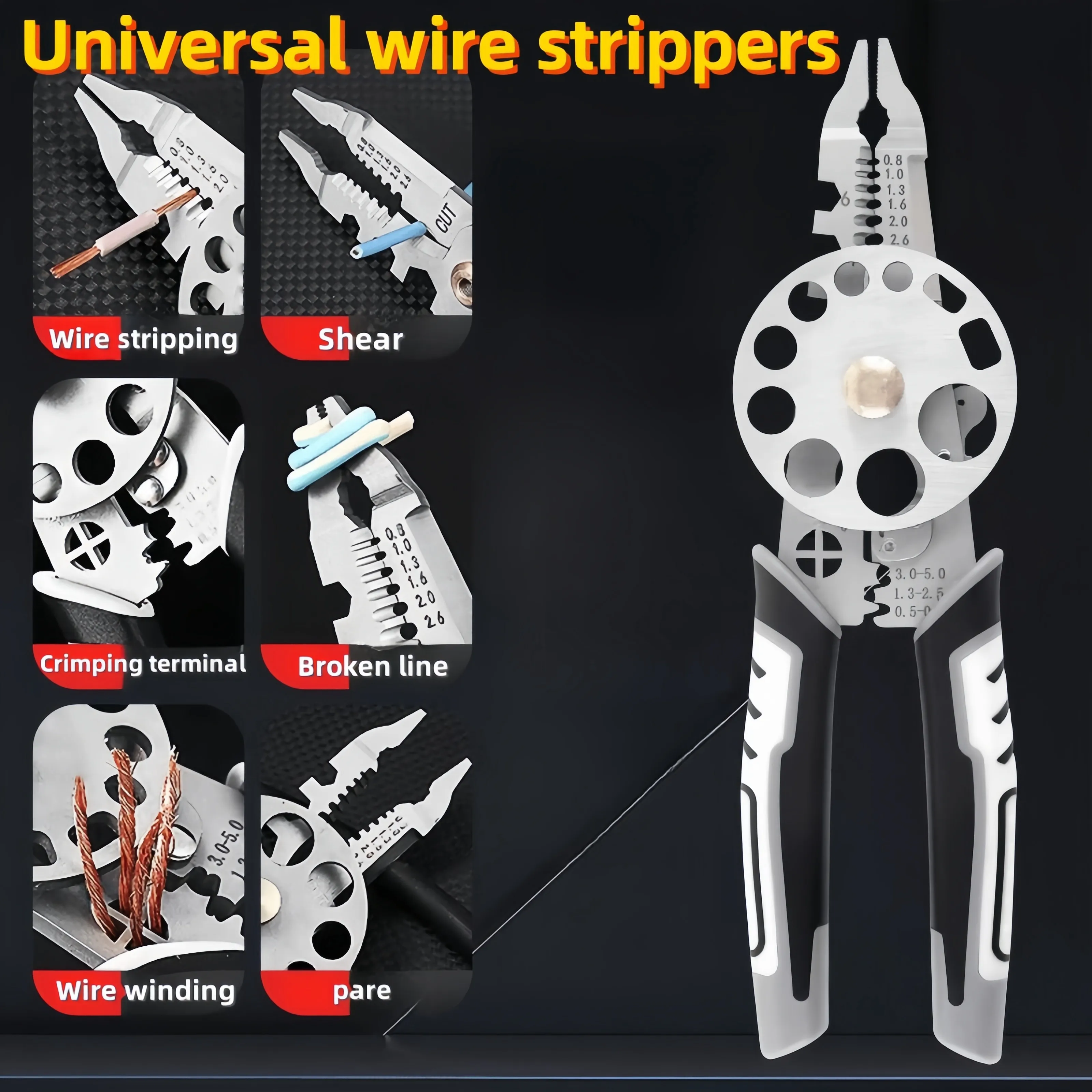 New Stainless steel multi-function electrician wire stripper winding, trimming, stripping, pressing