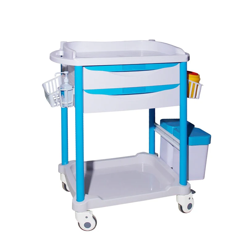 High Quality Medical hospital furniture abs emergency medical trolley for hospital usage medicine trolley cart