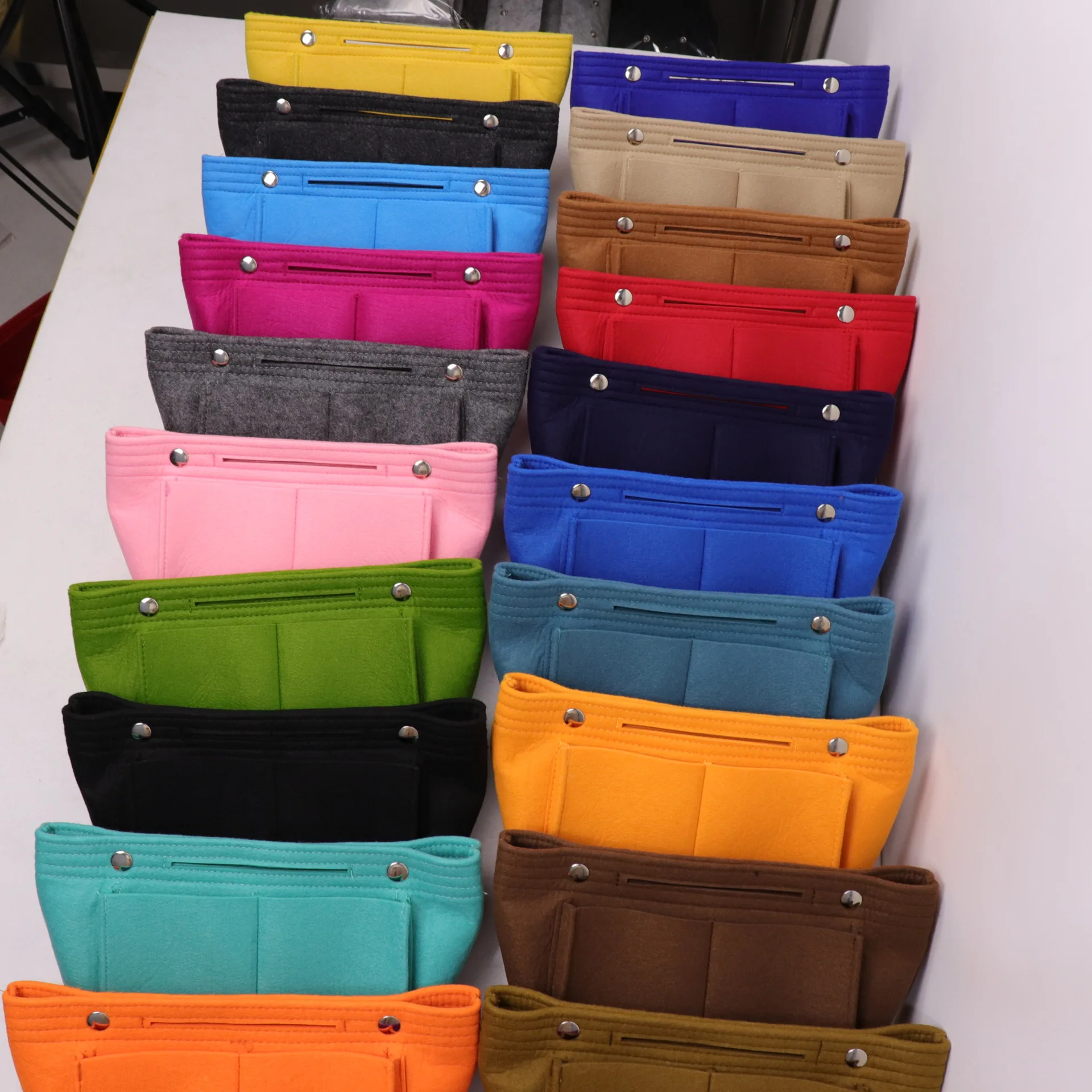 Multifunction Cosmetic Bag Women Felt Fabric Insert Multi-function Handbag Multi Pocket Organizer Travel Pouch Accessories Items