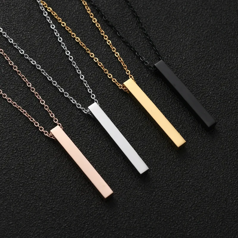 JY Wholesale Custom Personalized Stainless Steel Necklace Jewelry 18k Gold Plated Bar Necklace For Women Men