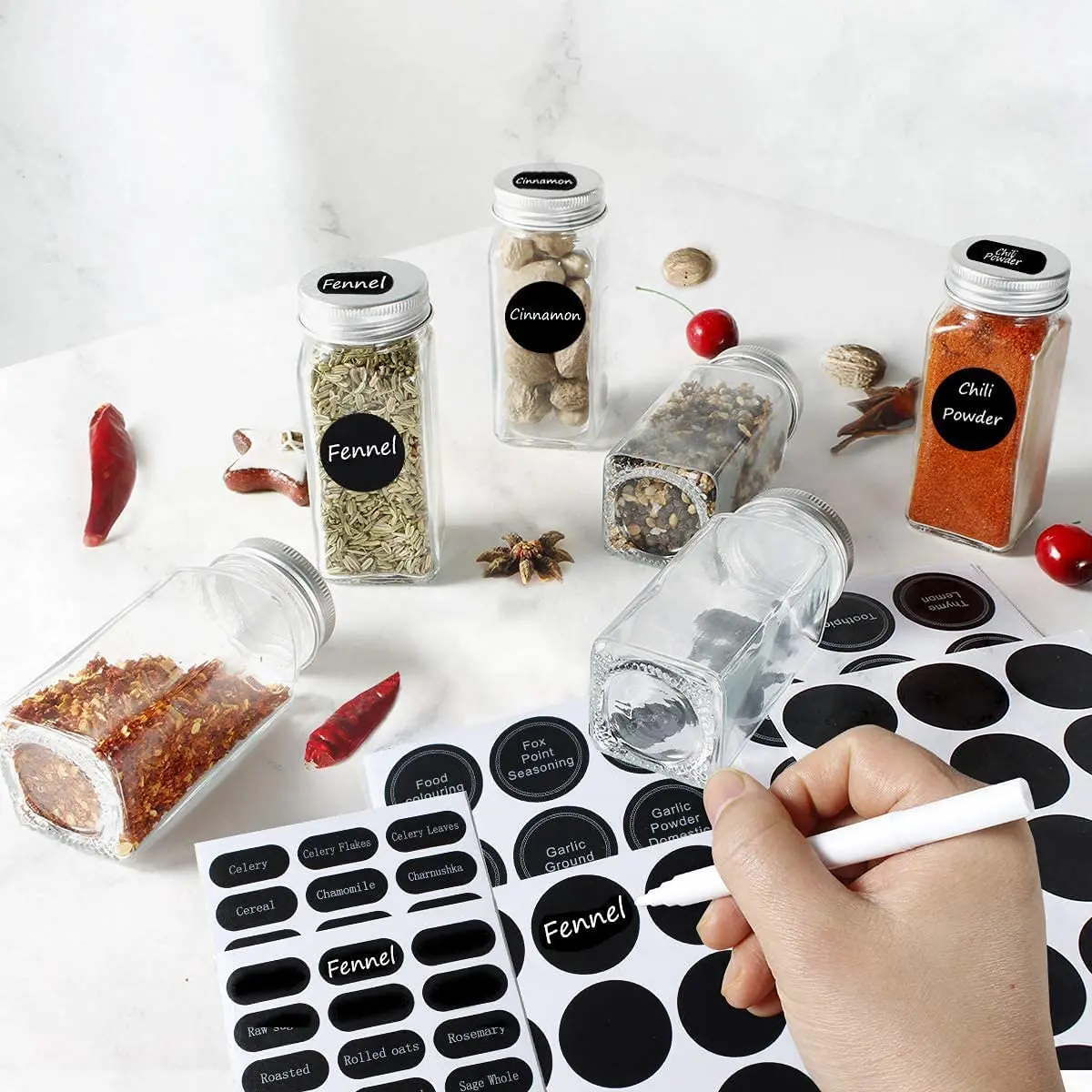 Wholesale Kitchen Seasoning Bottles 120ml Square Glass Spice Jar With Shaker Lids