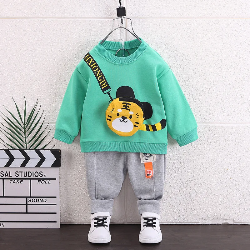 Autumn tiger 2 pieces sports set luxury drip clothing for boys