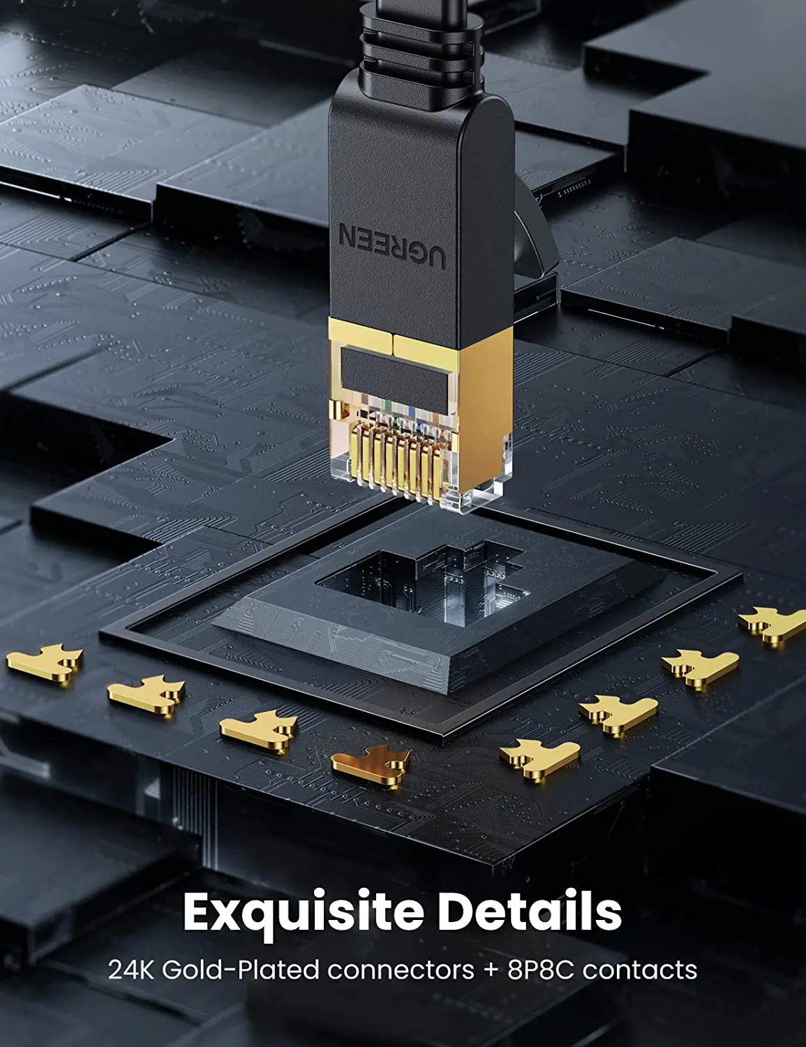 Ethernet-кабель UGREEN Cat 7 высокоскоростной плоский гигабитный кабель RJ45 LAN 10 Гбит/с экранированный Интернет-кабель для игр PS5 PS4