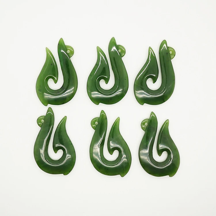 Professional supplier engraved hook jadeite jade pendant green nephrite jade