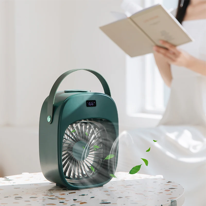 
Электрический Настольный вентилятор с аккумулятором KC, 3600 мАч, перезаряжаемый вентилятор с распылителем и цифровым дисплеем 
