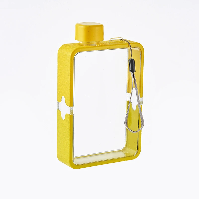 380ml Flat Water Paper Water Bottle With Rope Portable Personality Sports Bottle Square Simple Portable Fitness Cup