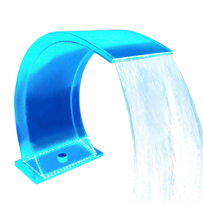 HOTOOK New 2024 Transparent Acrylic Water Cascada piscina Custom Outdoor Water Descent led Swimming Pool Waterfall