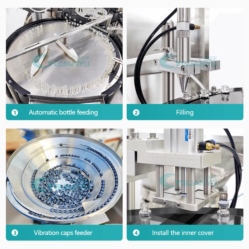 Guanyu Filling Capping Labeling Line Automatic Vial Filling Machine 10 Ml Essential Oil Tiny Glass Ampoule Filling Machine