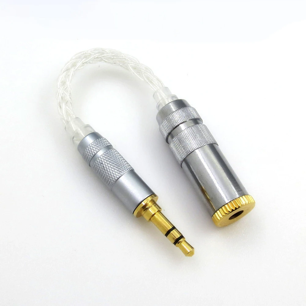 OEM 2.5 3.5 4.4 mm Male To Female Plug 8-cored OCC Silver Plated Balanced Audio Converter Cable Adapter Earphone Wire