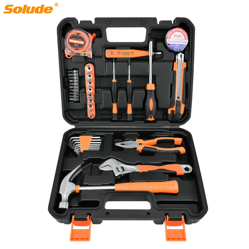 Solude 37Pcs High Quality Networking Tools Box Wrench Spanner Engineering Waterproof Hard Plastic Tool Box