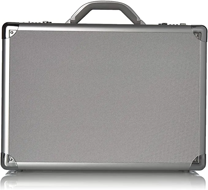 Silver 17.3-Inch Aluminum Laptop Attach Briefcase with Hard-Sided with Combination Locks