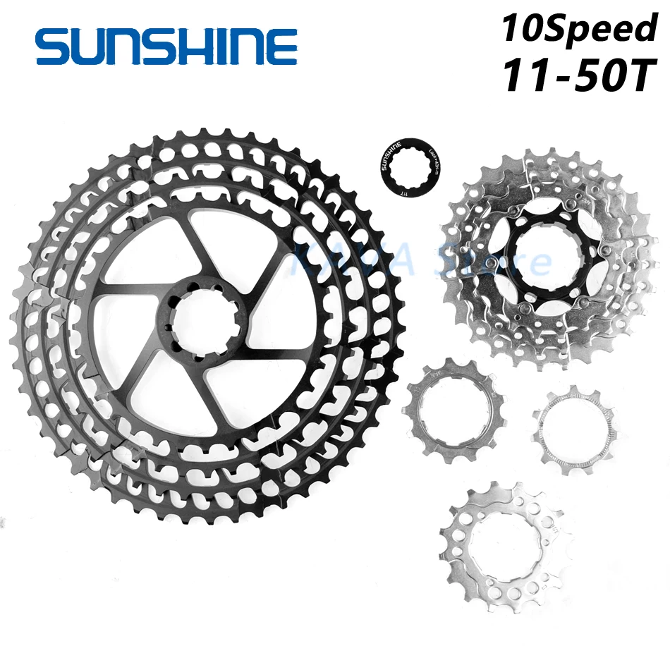 SUNSHINE 10 Speed black Ultralight MTB Bicycle Flywheel 11-50T Cassette Freewheel Part for GX HG Shimano Mountain Bicycle Flywhe