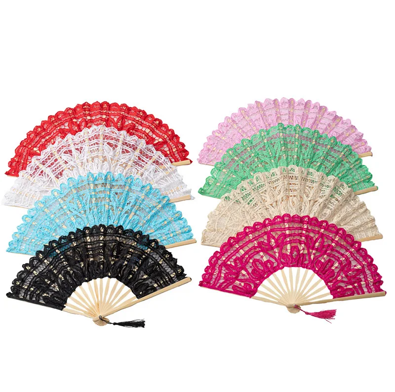 Hot Sales Promotion Modern Business Style Love Theme Personalised Handheld bamboo Fan lace hand fan Chinese Wedding