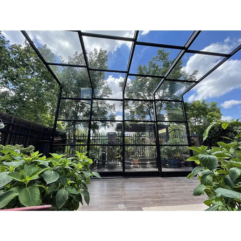 European-style aluminum alloy gazebo sun room pavilion sunshade thermal insulation glass room villa terrace canopy broken bridge