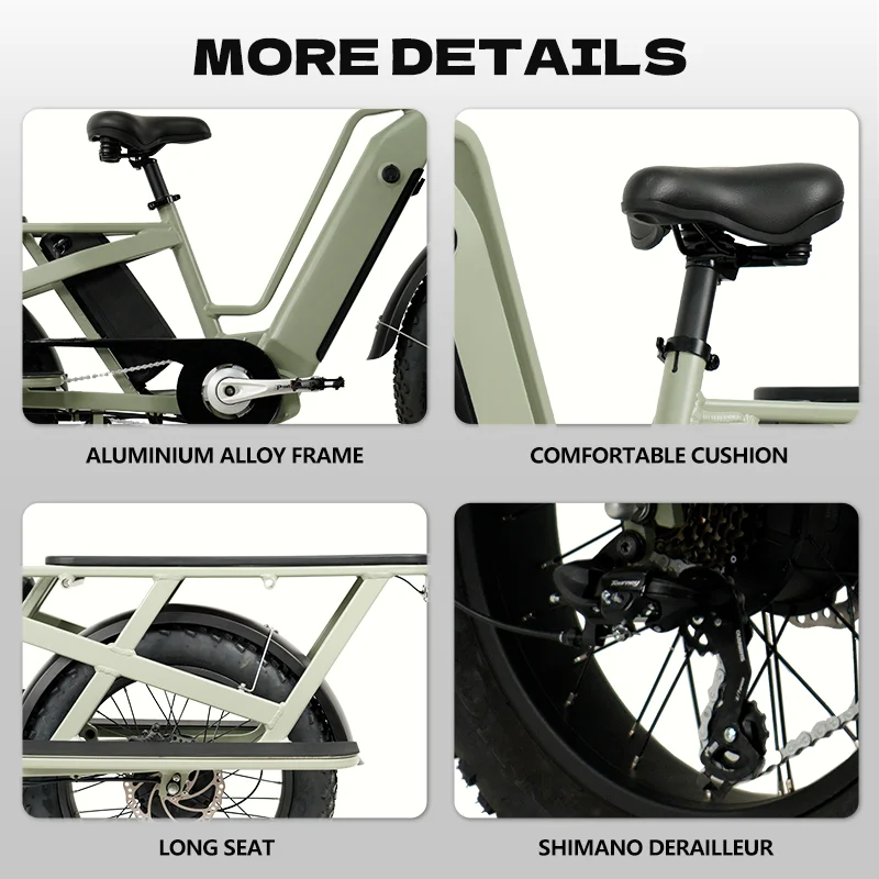 Long tail two wheel bicycle electric cargo bike cargo electric bike 1000w 500W