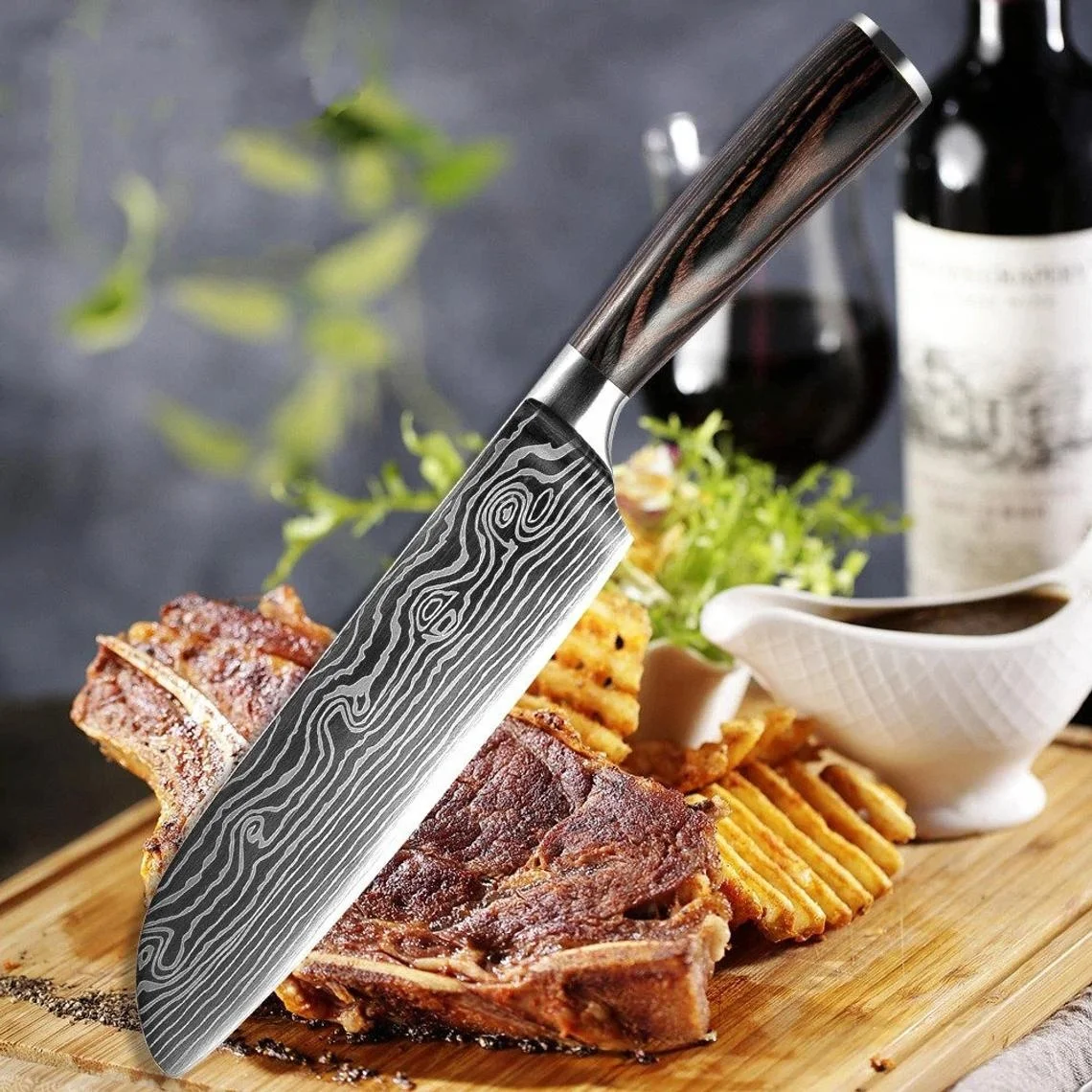 Prime Knives Handmade Santoku Kitchen Knife Damascus Steel Chef Knife Latest Design Japanese Quality