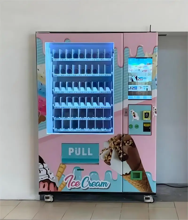 frozen food ice cream vending machine with cash and card Freezer Food ice cream fully automatic for Shopping Mall with MDB cable