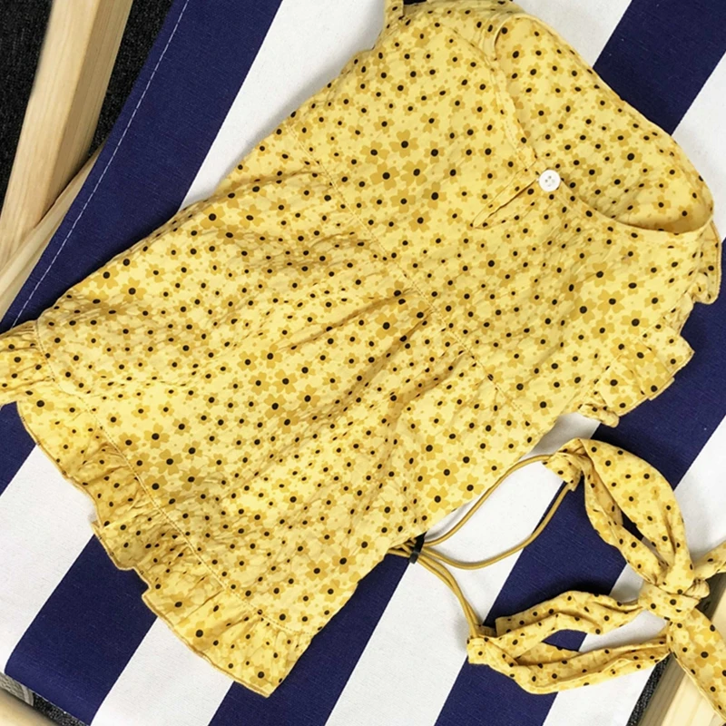 Хлопковая повязка для волос с желтой собакой и бантом одежда домашних животных летнее платье милая собака модная