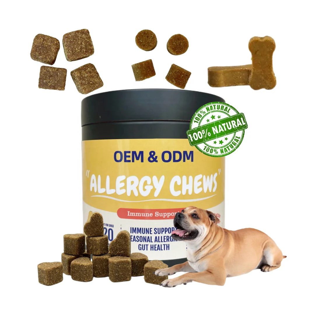 Senior dog Allergy Relief - Anti Itch Supplement - Omega 3 Probiotics for Dogs - Salmon Oil Digestive Health