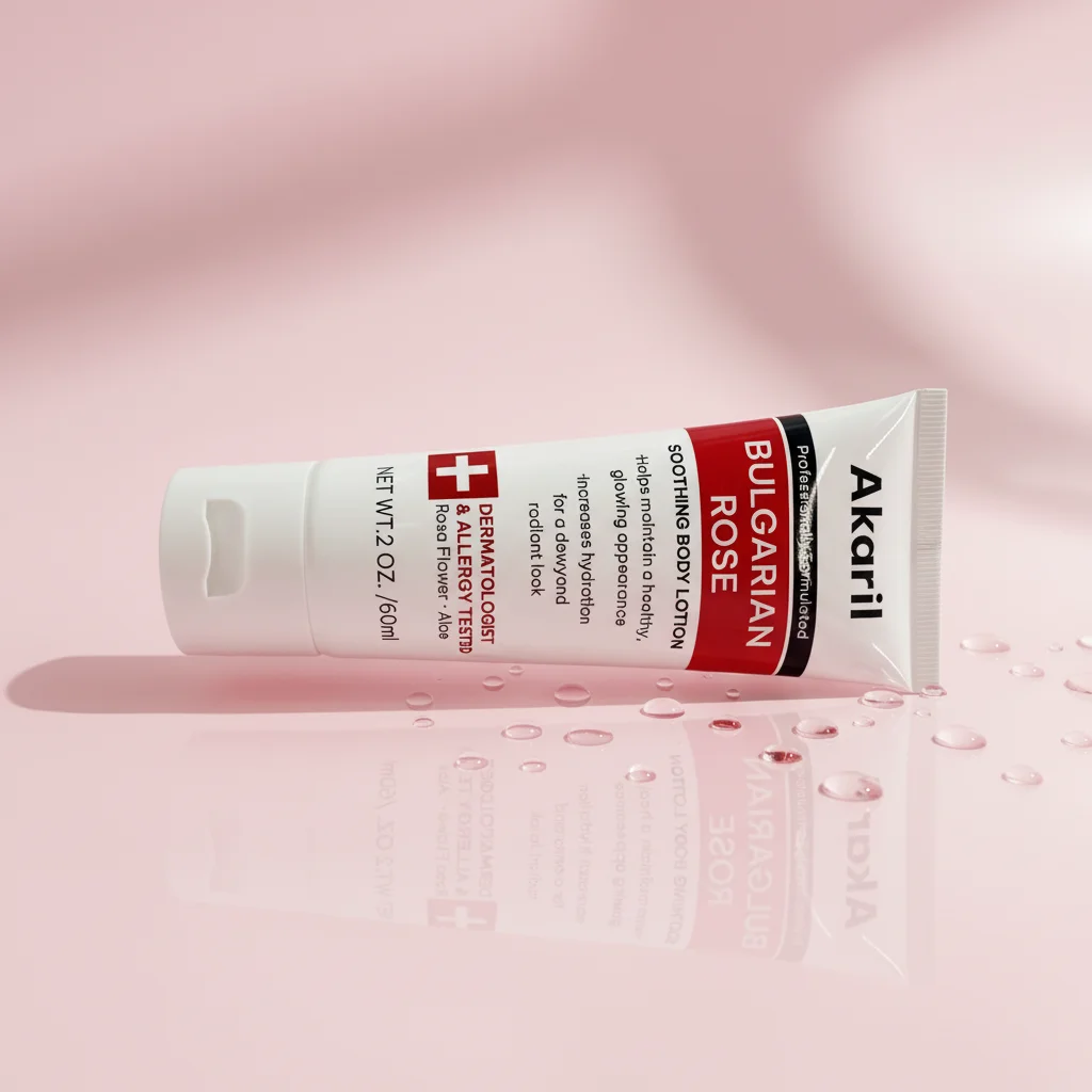 60 мл успокаивающего лосьона для тела с болгарской розой протестированного дерматологами экстрактом розы и алоэ профессиональная формула.